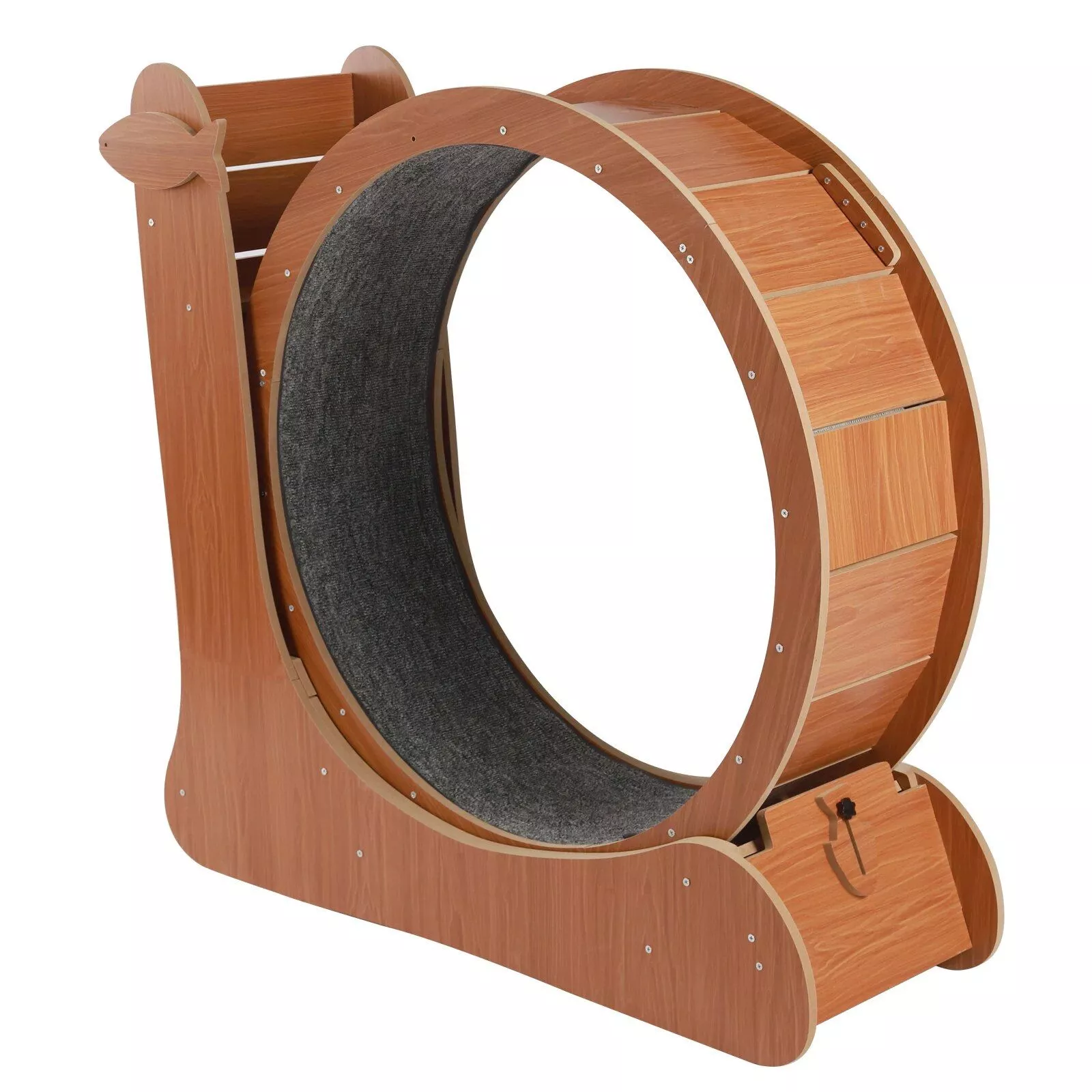 Cherry Wood Cat Exercise Wheel Feline Fitness Treadmill