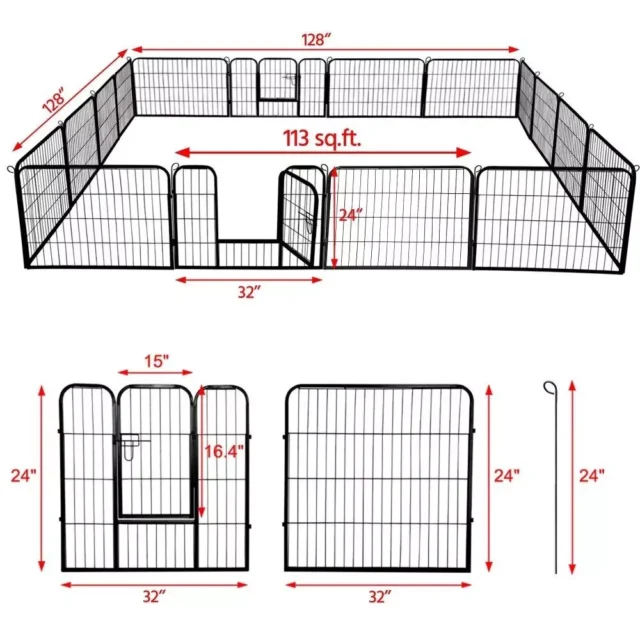 Heavy-Duty Metal Dog Exercise Playpen with 16 Panels